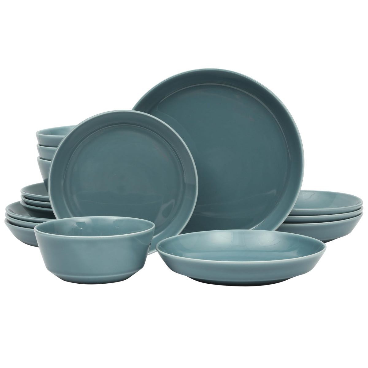 Gibson Home Melbourne White Plates and Bowls Set, 16 Piece Embossed Ceramic Dinnerware Set - Service for 4 Dishes - With Pasta Bowl