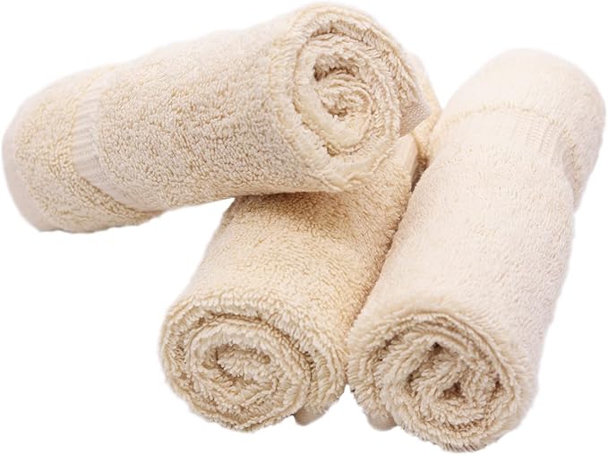 Luxury Hotel & Spa Towel 100% Genuine Turkish Cotton Wash Cloths - Beige - Dobby Border - Set of 12