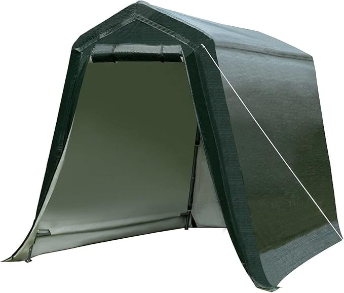 ERGOMASTER 6 Ft x 8 Ft Outdoor Carport Storage Shelter Metal Frame and Waterproof Cover for Motorcycle Cars Garden Tools