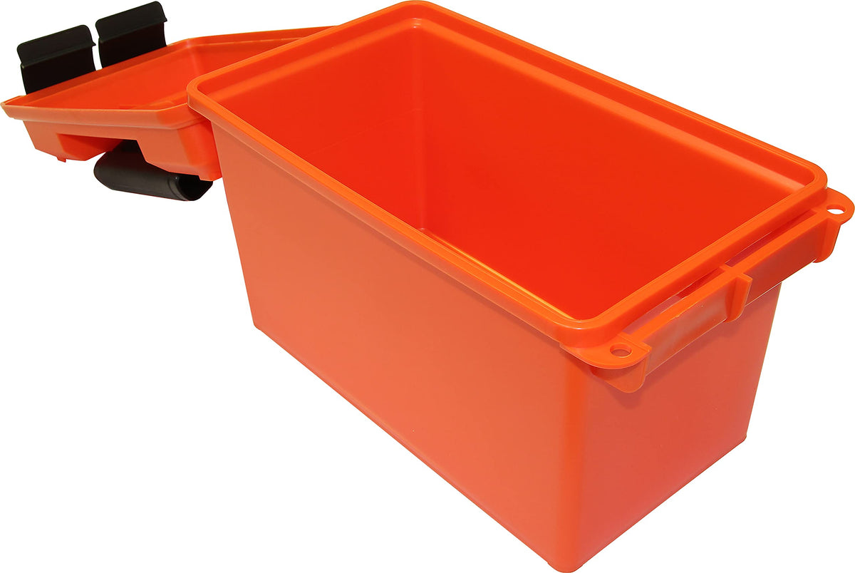 MTM AC50C Ammo Storage Can 50 Caliber Field Boxes, Lockable Storage Box with Handle, Water and Dust Resistant, Secures Hunting Gear, Supplies, and Bullets, Stackable, USA Made, Orange