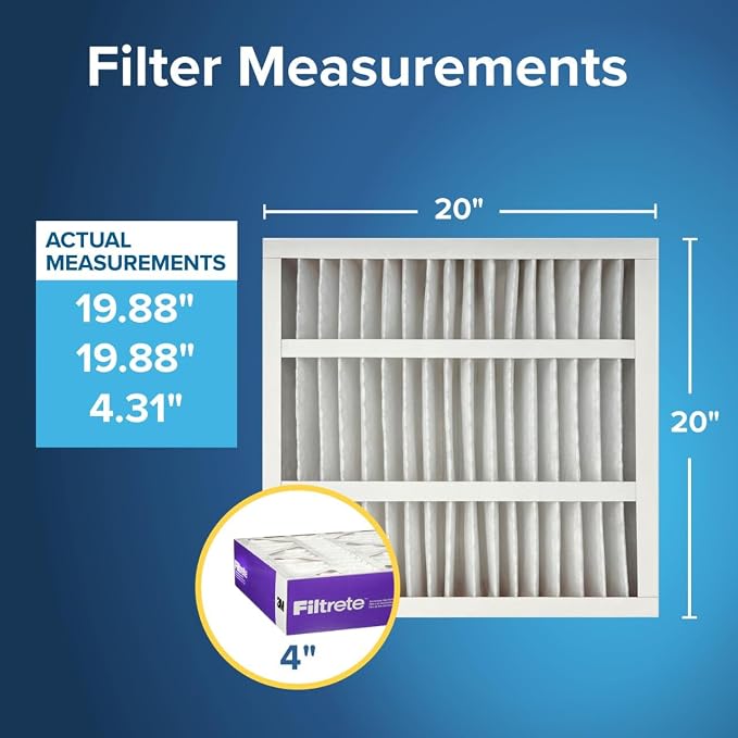 Filtrete 20x20x4 AC Furnace Air Filter, MPR 1550, MERV 12, Fits Honeywell