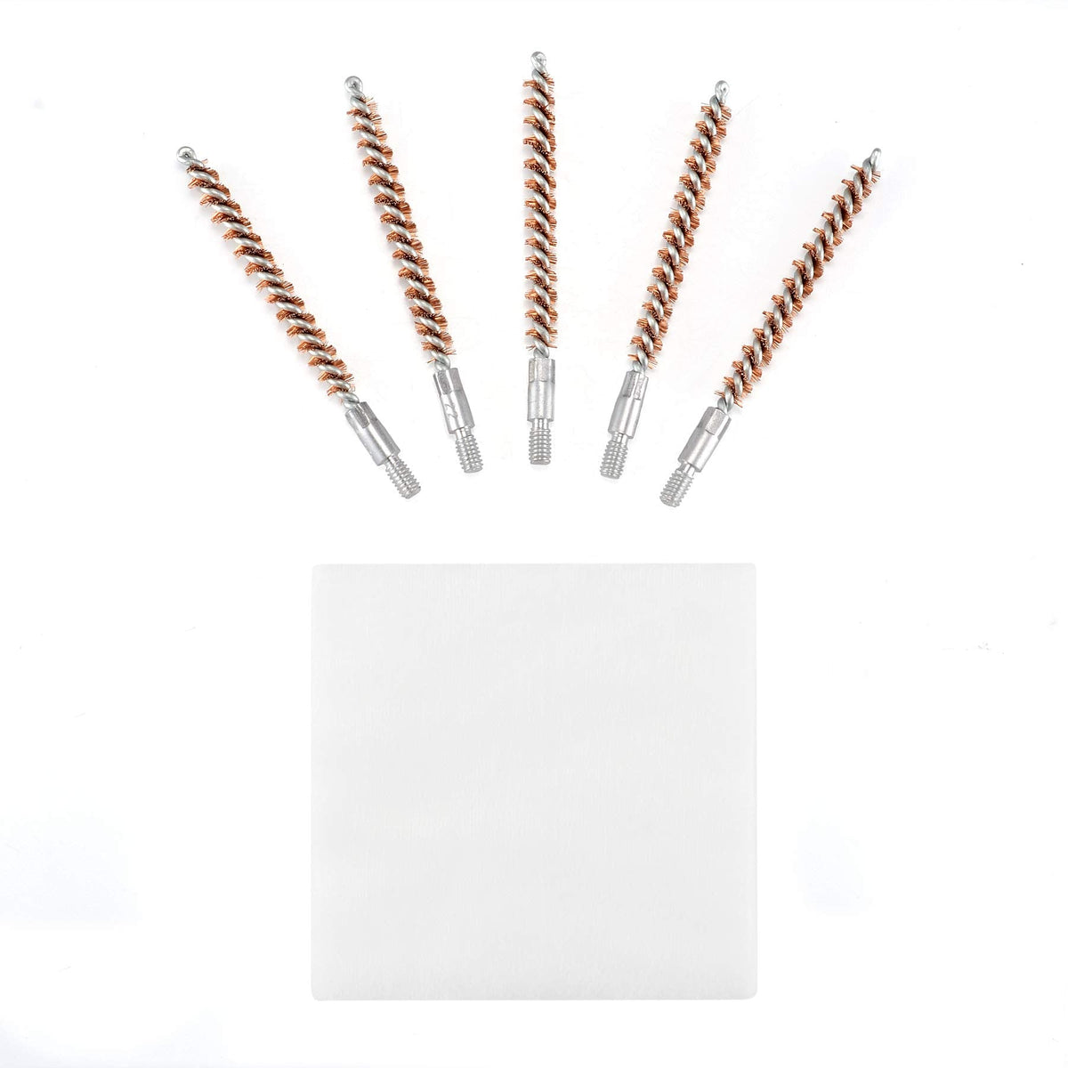BOOSTEADY 5 Pcs Phosphor Bristle Bronze Bore Gun Cleaning Brush for Pistol Shotgun with 50 Professional Square Patches Multi-Caliber