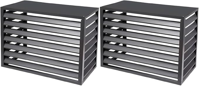 Aluminum Air Conditioner Fence Set of 2, Louvered Outdoor AC Unit Cover