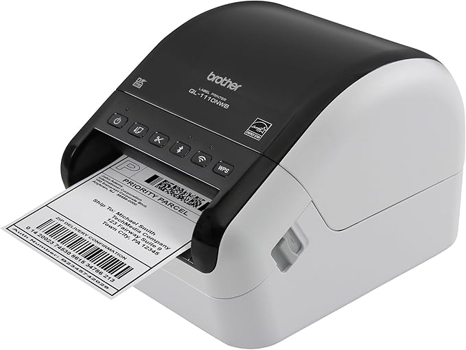 Brother QL-1110NWB Wide Format, Postage and Barcode Professional Thermal Monochrome Label Printer with Wireless Connectivity