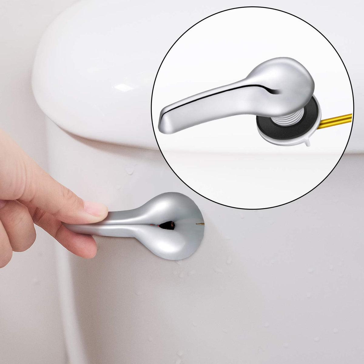 Honoson 4 Pcs 2-inch Universal Toilet Flapper Replacement Kit Front Toilet Flush Tank Lever Handle Replacement with Flapper and 2 Pcs Stainless Steel Chain for Bathroom Lavatory(Black)