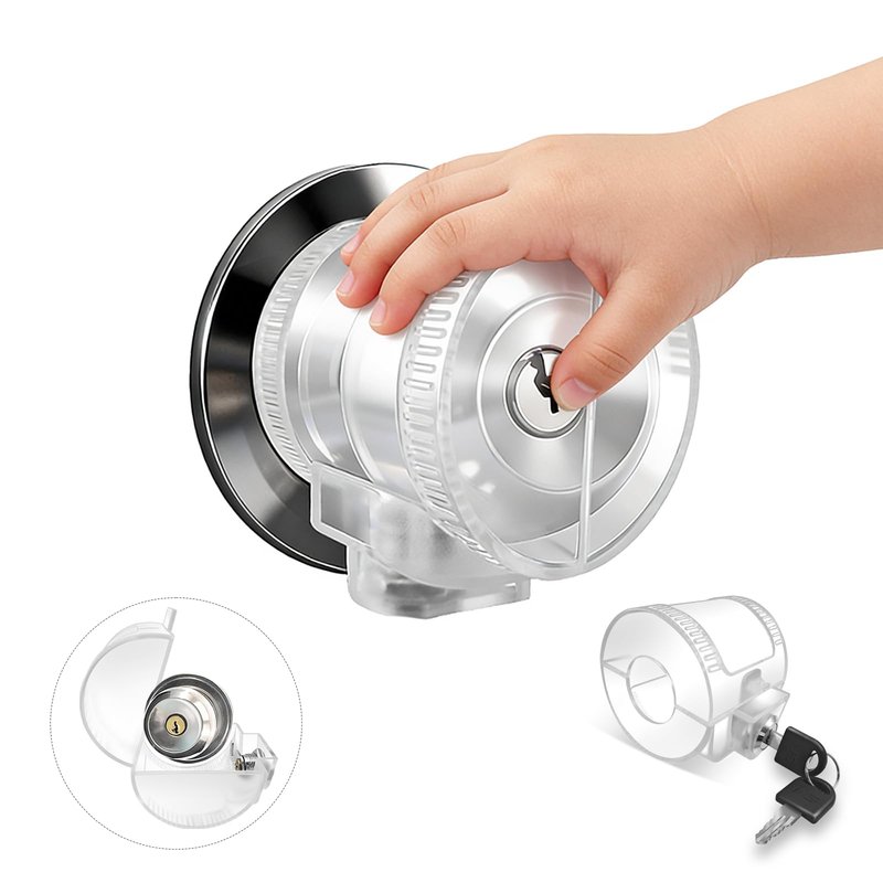 PILISPARK Door Knob Safety Self-locking Cover for Kids, 1 Pack,Prevent Childproof Opening,Easy Install&Use,Child Safety Guards & Locks for Standard Round Knobs