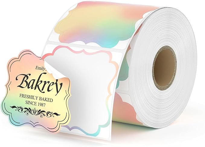 MUNBYN Rainbow Thermal Label Stickers, 52mm x 52mm Multi-Purpose Color Thermal Labels for Business, Logo Design, Baking, 500 Sheets/1 Roll