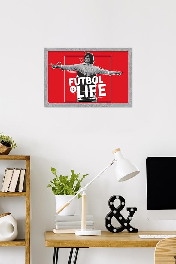 Ted Lasso - Futbol is Life Wall Poster, 22.4L" x 14.7W", Gray Framed Version