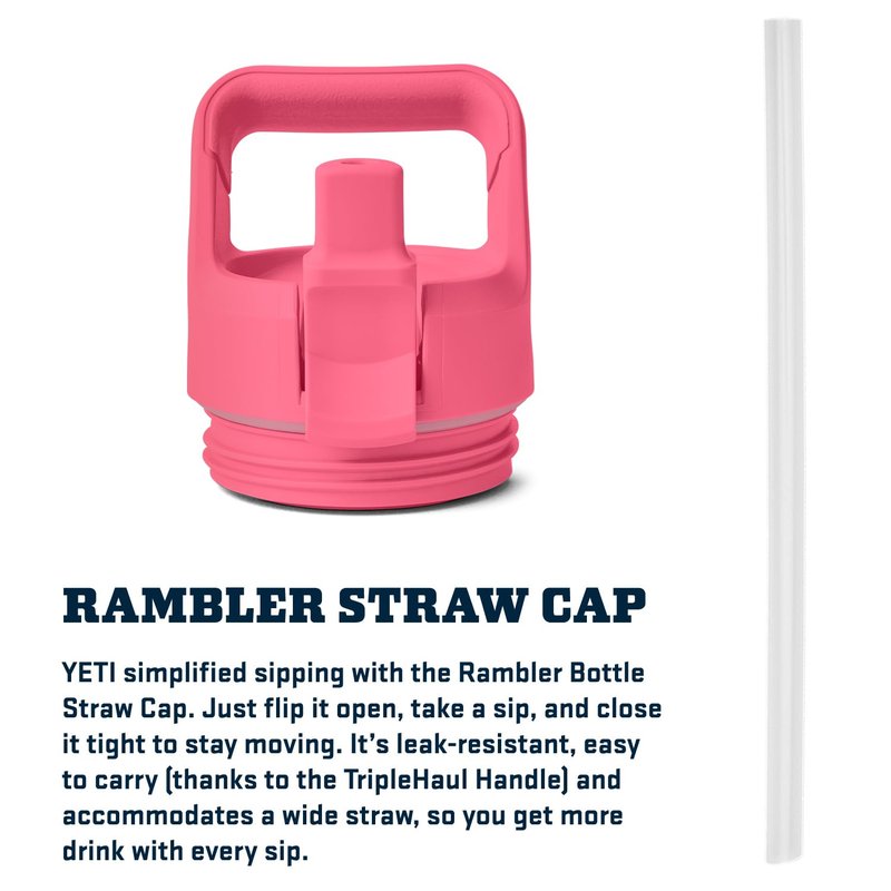 YETI Rambler 26 oz Bottle, Vacuum Insulated, Stainless Steel with Color Matching Straw Cap, Tropical Pink