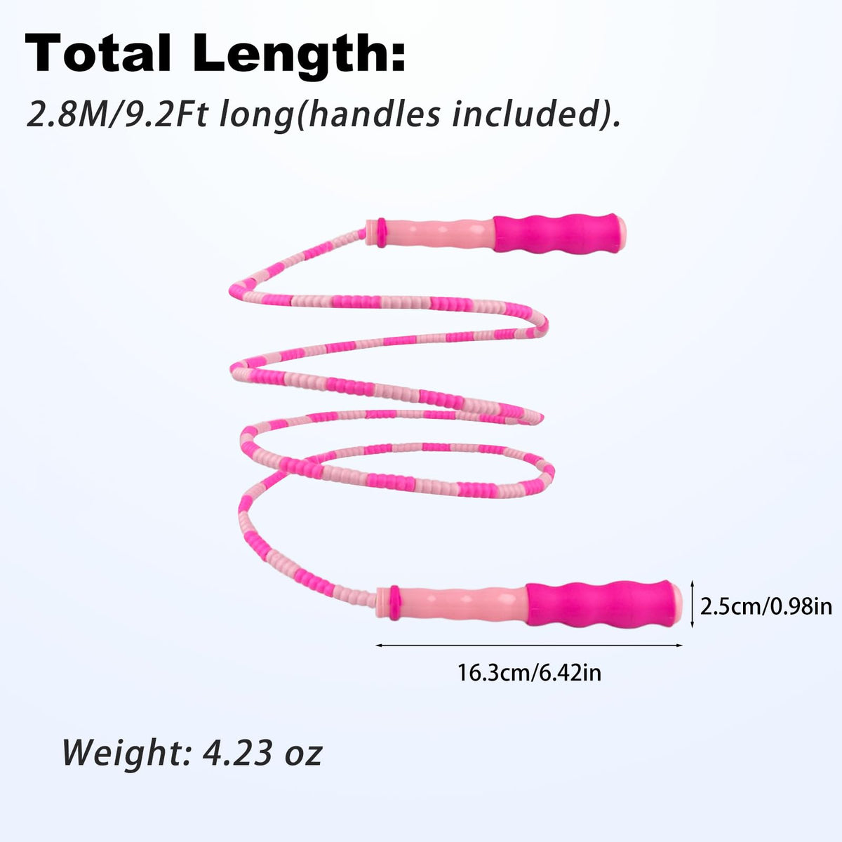 BIRDDIE Soft Beaded Jump Ropes, Adjustable Length Skipping Rope, Tangle Free Segmented Jumping Rope for Kids and Adults Exercise, Fitness 9.2 Ft (3Pack)