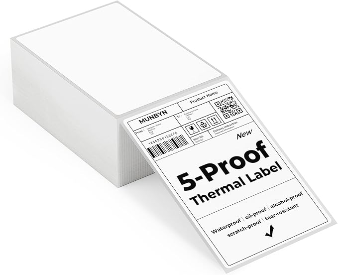 MUNBYN RW403B Bluetooth Thermal Label Printer+4"x6" Direct Thermal Shipping Labels+IPS03 440lb for Postal Scale