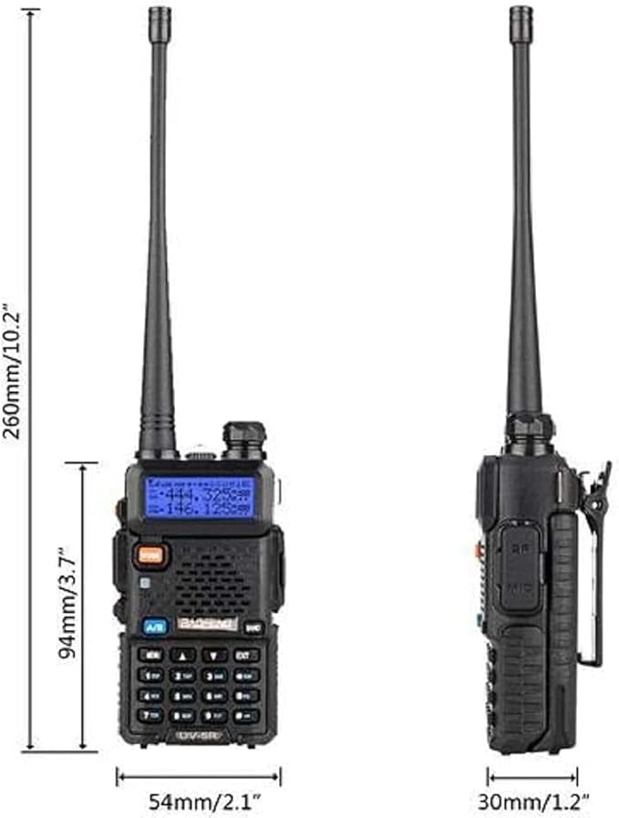 Baofeng UV-5R Dual Band Two Way Radio Handheld Ham Radio Long Range Walkie Talkies Pack of 6 for Hiking Camping Hunting Skiing Trip(Black) with 8.2'' D8 (VHF UHF)