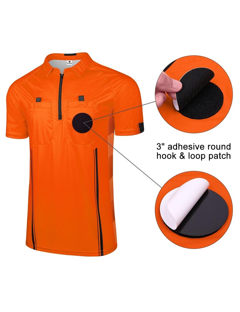 FitsT4 Sports Pro Soccer Referee Jersey Short Sleeve Ref Shirts Orange Large