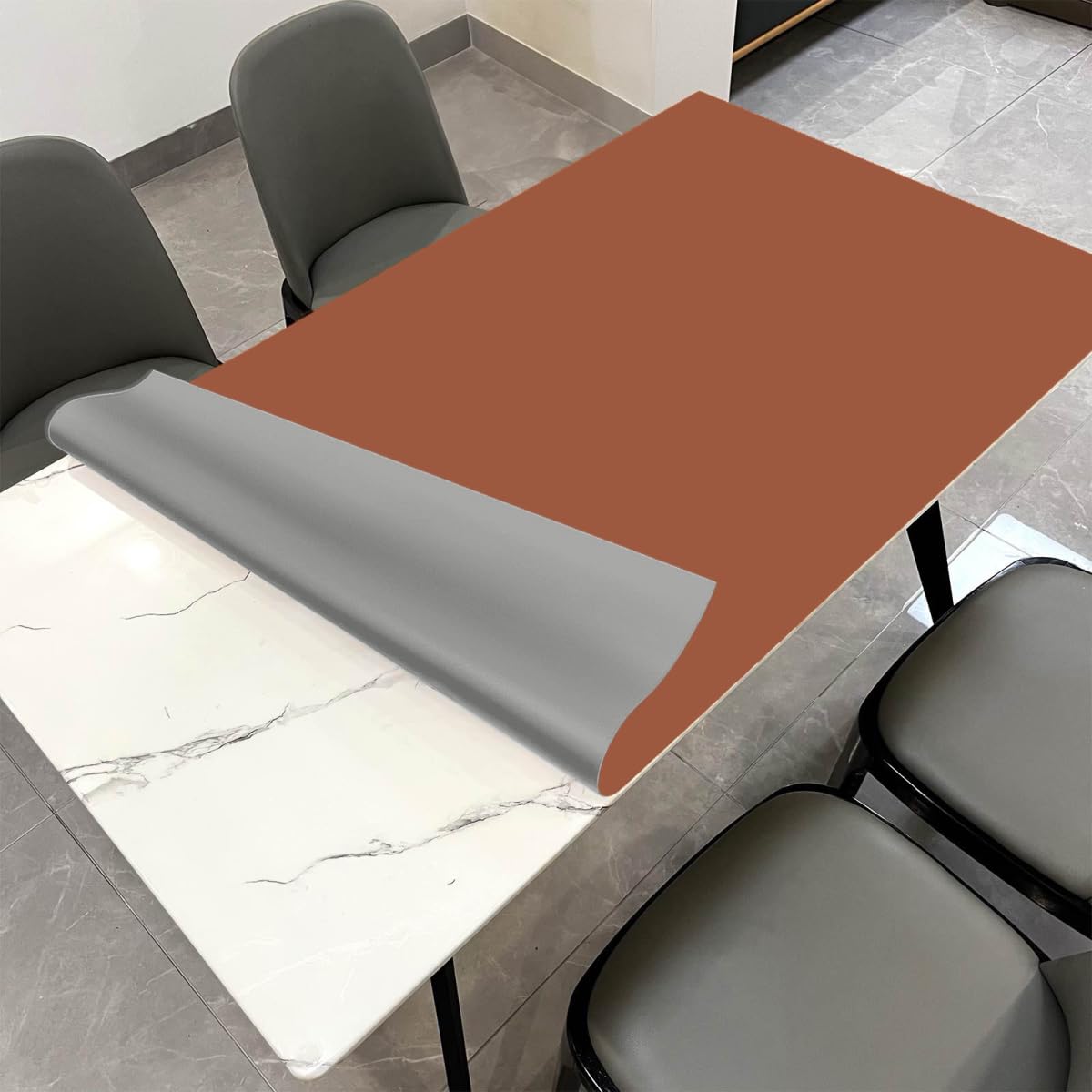Zinkooat Leather Table Pad,1.8mm Thick,40x72 Inch,Dining Table Pad,Table Pads for Dining Room Table Rectangular,Table Protector for Dining Room Table,Table Top Protector(Black+Black,40x72)