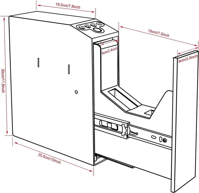 Biometric Pistol Safe, Mounted Nightstand Quick Access Handgun Safe