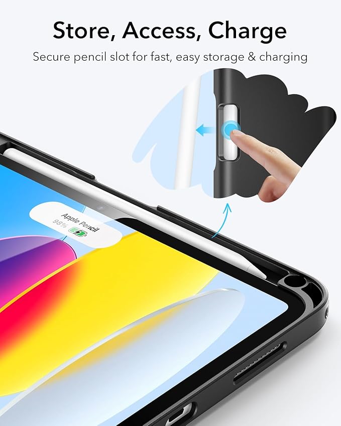 ESR for iPad A16 Case, iPad 11th/10th Generation Case (2025/2022), Vertical Stand Cover, Multi Stand Angles, Ultra-Stable Cover with Pencil Holder, Flip Series, Black | (2025/2022), Multi Stand Angles, Ultra-Stable Cover, with Pencil Holder, Black