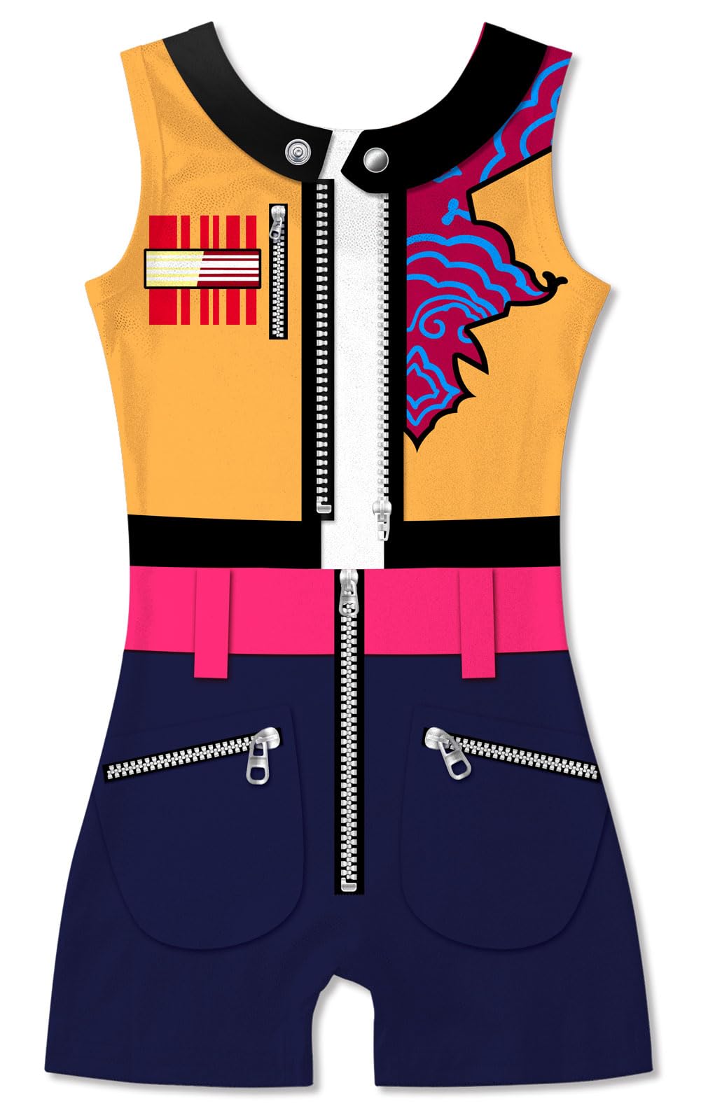 Funnycokid Gymnastics Leotards for Girls Toddler Dance Unitards with Shorts, Golden Blue, 3-4T