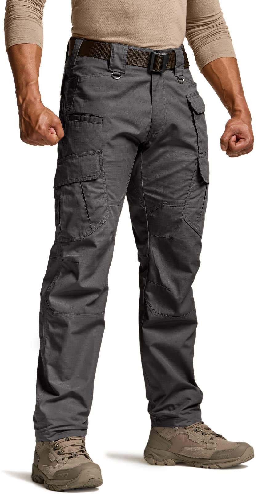 CQR Men's Tactical Pants, Water Resistant Ripstop Cargo Pants, Lightweight EDC Work Hiking Pants, Outdoor Apparel, Duratex Mag Pocket Charcoal, 36W x 32L