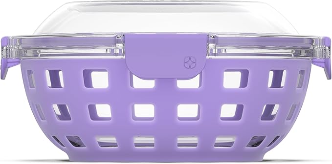 Ello Duraglass Meal Prep Container- Glass Food Storage Container with Silicone Sleeve and Airtight BPA-Free Plastic Lid, Dishwasher, Microwave, and Freezer Safe