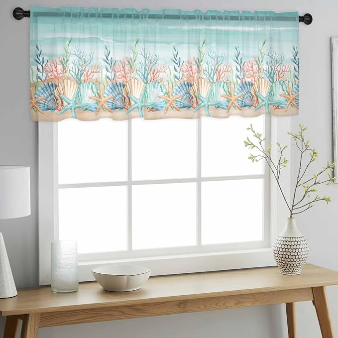 Summer Beach Sheer Valance Curtains
