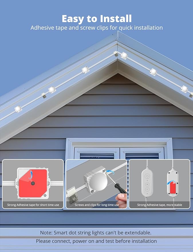 APPECK Permanent Outdoor Lights for House, 100ft with 90 LEDs, 60lm Warm White with Solid Cover, RGBW Smart LED Strip Lights IP65 Waterproof, with Alexa, for Eaves Garage Porch Christmas Decor