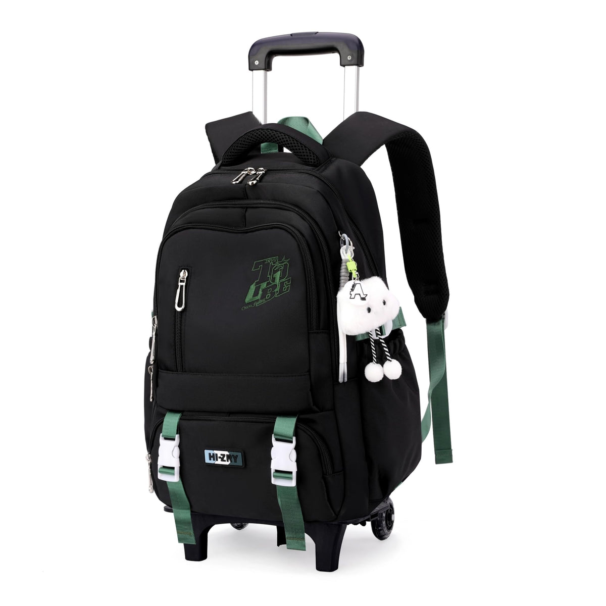 GRUOTEIS Girls Boys Rolling Backpack, Elementary Middle School Kids Bookbag Roller Backpack for Boys Girls with 2 Wheels, White