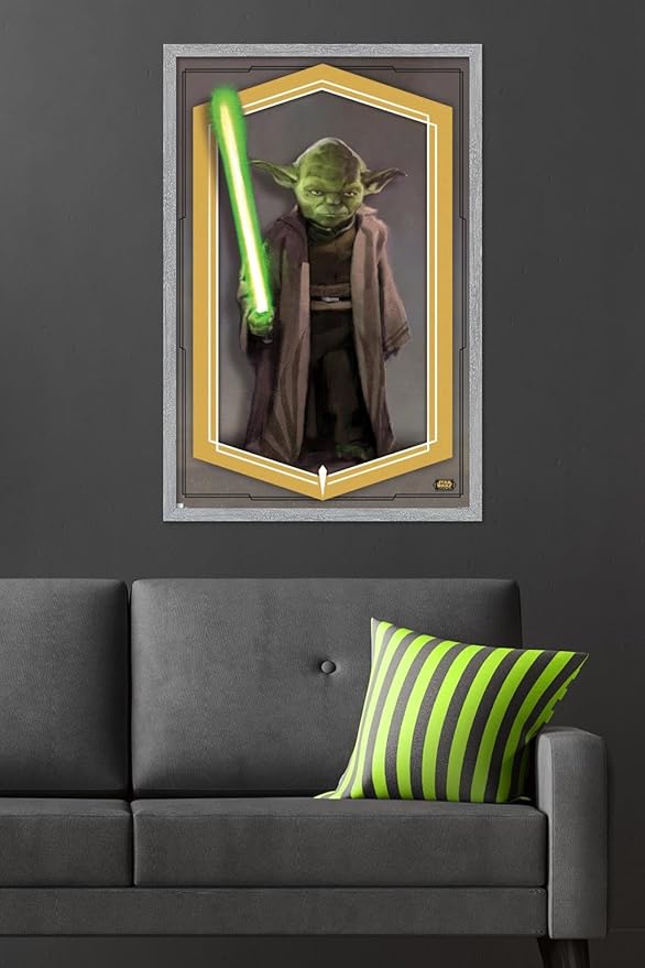 Trends International Star Wars: The High Republic - Yoda Wall Poster, 34L x 22.4W, Gray Framed Version