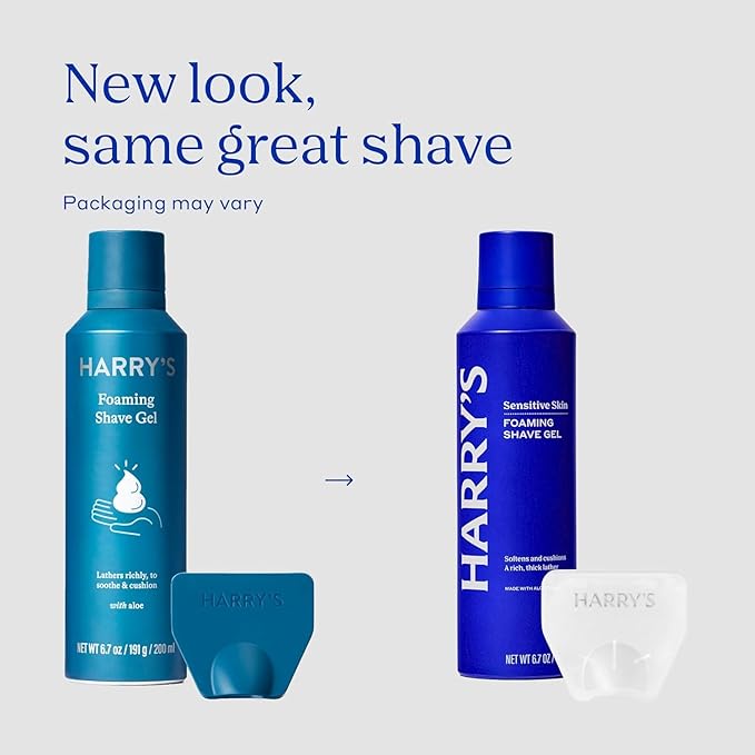 Harry's Original Shaving Kit for Men - Razor Handle, 5 Razor Blade Refills, Foaming Shave Gel, Travel Blade Cover - German Engineered - Chrome Edition