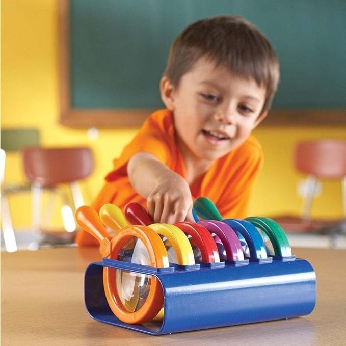 Learning Resources Primary Science Jumbo Magnifiers with Stand - 6 Pieces, Ages 3+, Science Classroom Accessories, Teacher Supplies, Observation Toys for Kids, Back to School Supplies