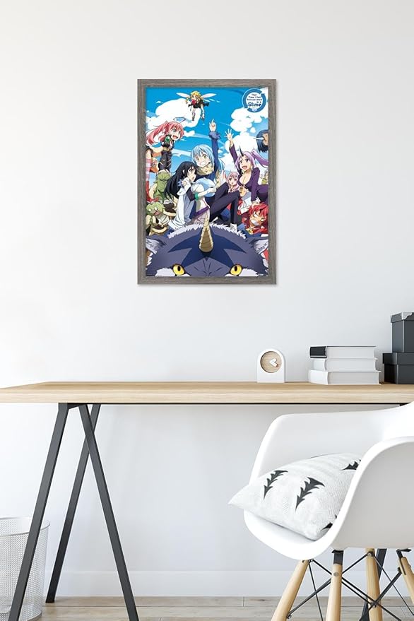 Trends International That Time I Got Reincarnated As A Slime - Group Wall Poster, 14.725" x 22.375", Barnwood Framed Version
