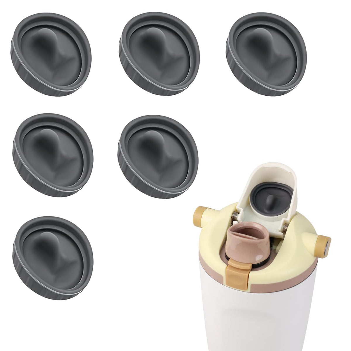 NebkDask 6Pack Replacement Stopper Compatible with Owala FreeSip Sway 30oz 40oz, Leakproof Silicone Stopper and Gasket Rings Set for Owala FreeSip Sway Water Bottles