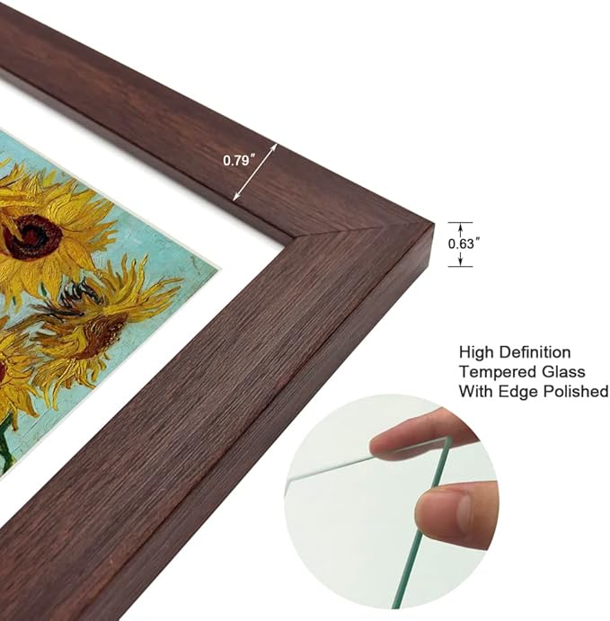 8x10 Picture Frame Set of 6 with Real Glass for Pictures 5x7 with Mat or 8x10 Without Mat, Wall or Tabletop Gallery Photo Frames Walnut