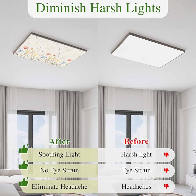 Fluorescent Light Covers for Ceiling Lights Spring Poppy Floral Magnetic Light