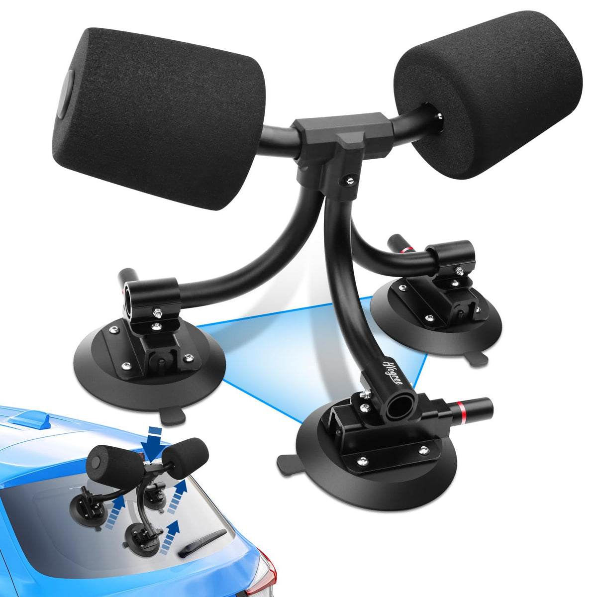 Tri-Grip Kayak Load Roller,3 Suction Cups Kayak Roller Loader,Kayak Helpers -Pump Vacuum Type- Kayak Roof Roller Loader Load Assist Mount,Kayak Loader Lift Assist System for Car SUV,Kayak Accessories