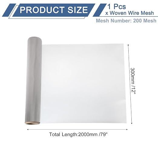 uxcell 200 Mesh 79" x 12" Woven Wire Mesh, 304 Stainless Steel Air Vent Filter