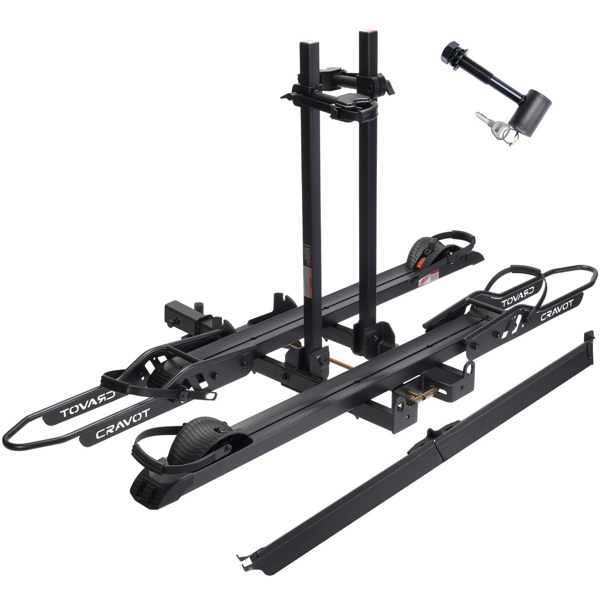 CRAVOT CyberRack S2 Ebike Rack, 300 lbs Capacity Foldable Bike Racks for Tow Hitch Heavy Electric Bike Carrier for 2 E-Bike, Up to 5-inch Fat Tire 2'' Receiver