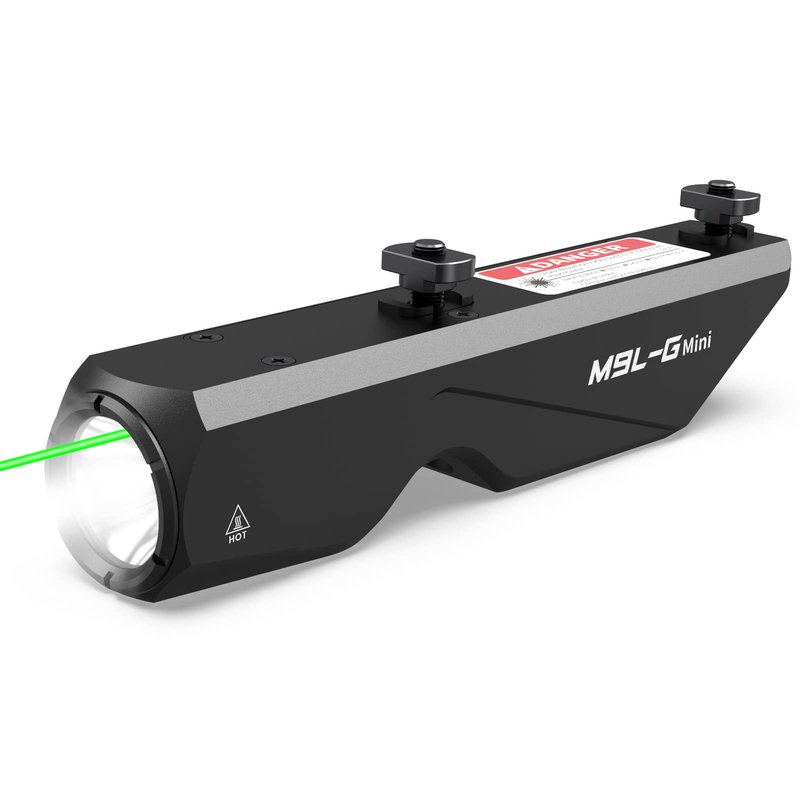 Votatu M9L-G Mini Light Laser Combo Compatible with M-Lok Rail Surface, 550 Lumens Tactical Flashlight and Green Laser Sight with Strobe Function for Rifle, Magnetic Rechargeable
