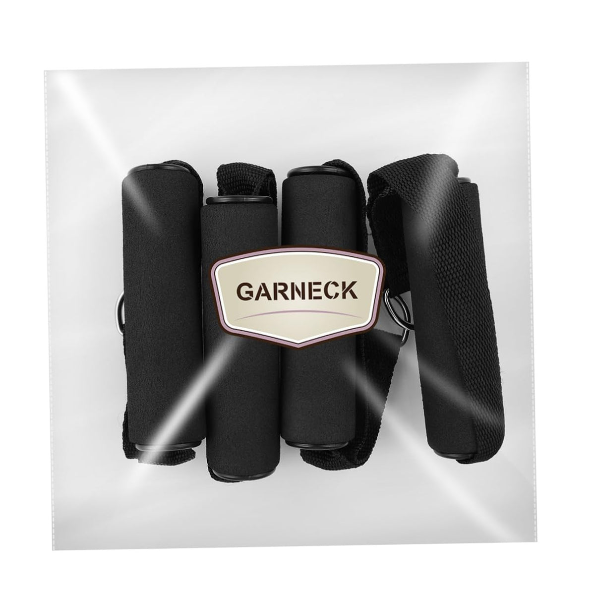 Garneck 4pcs Resistance Band with Handles Plastic D Ring Exercise Strap Foam Handle Band Fitness Equipment for Home Gym Overhead Strength Training Stretching Black