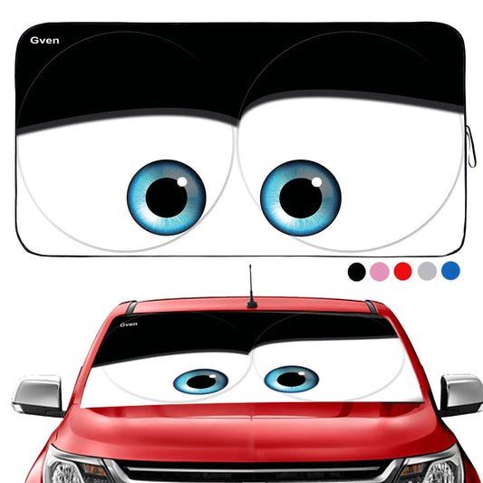 Gven- The Original Patented Car Eyes Windshield Sun Shade 2025 Windshield Cover Automotive Interior Sun Protection Front Windshield Sun Visor Protector Blocks UV Rays Keep Your Vehicle Cool (Black, S)