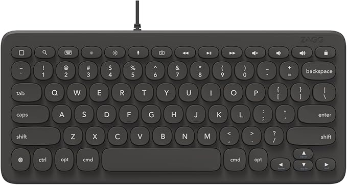 ZAGG Connect Keyboard - Compact 12-inch Lightning Wired Keyboard - Optimal for iOS and iPadOS Devices - Designed for Comfortable, Precise Typing - Perfect for School Supplies & Small Workspaces