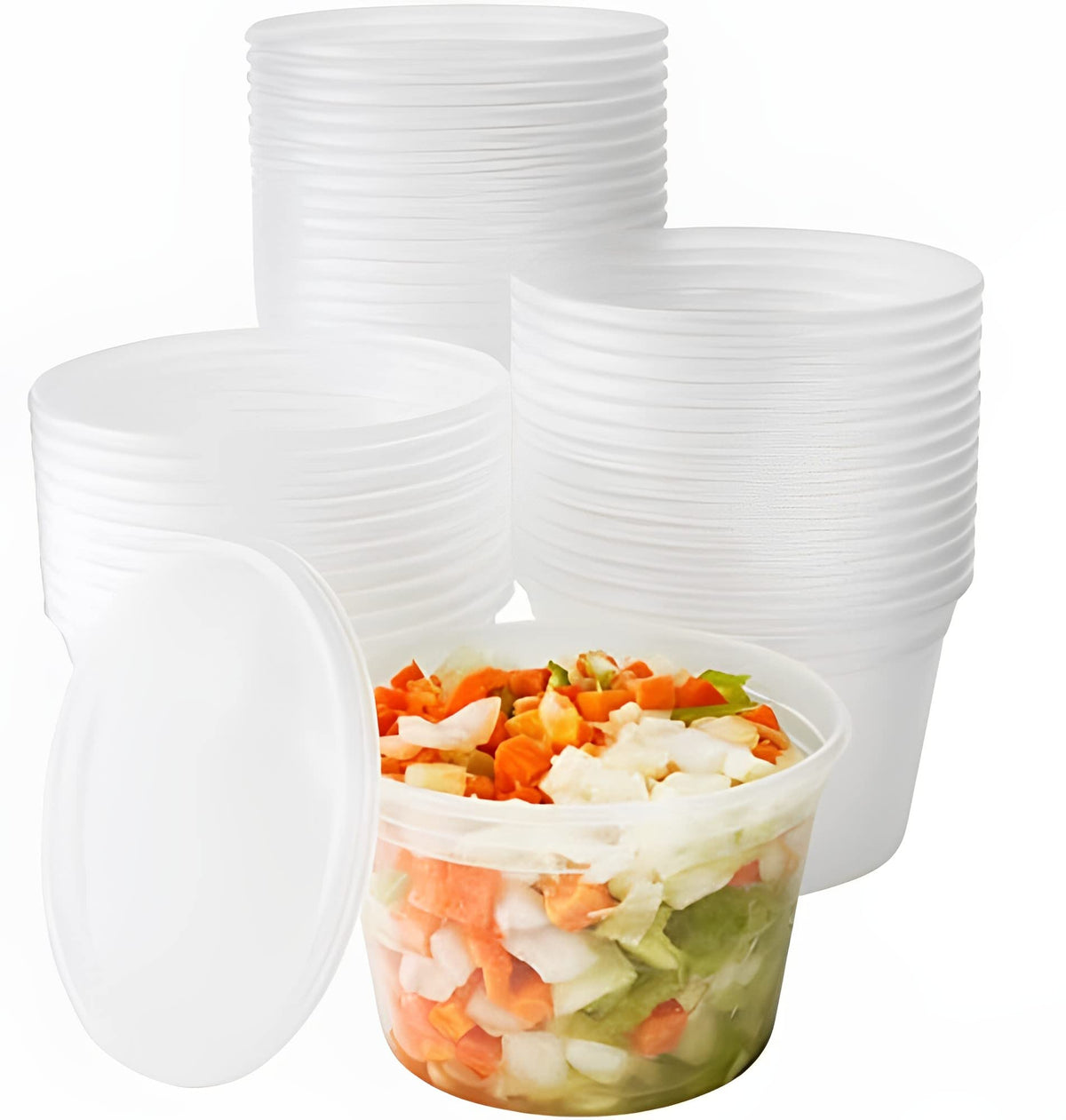 Deli-Grade BPA-Free 12oz Plastic Containers with Lids 48ct. Leakproof Microwavable Portion Container for To-Go Orders, Food Prep and Storage. Reusable Takeout Cups for Restaurant, Cafe and Catering.
