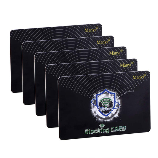 5Pcs RFID Blocking Card, Protection Entire Wallet and Purse Shield, Contactless NFC Bank Debit Credit Card Protector Blocker (Blue)