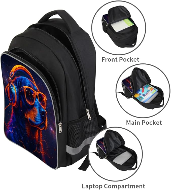 School Backpack for Boys 17" Boys Backpack for Kids Children Teens Elementary Middle School - Students Bookbag Ages 6-18 Travel Back Pack Dog
