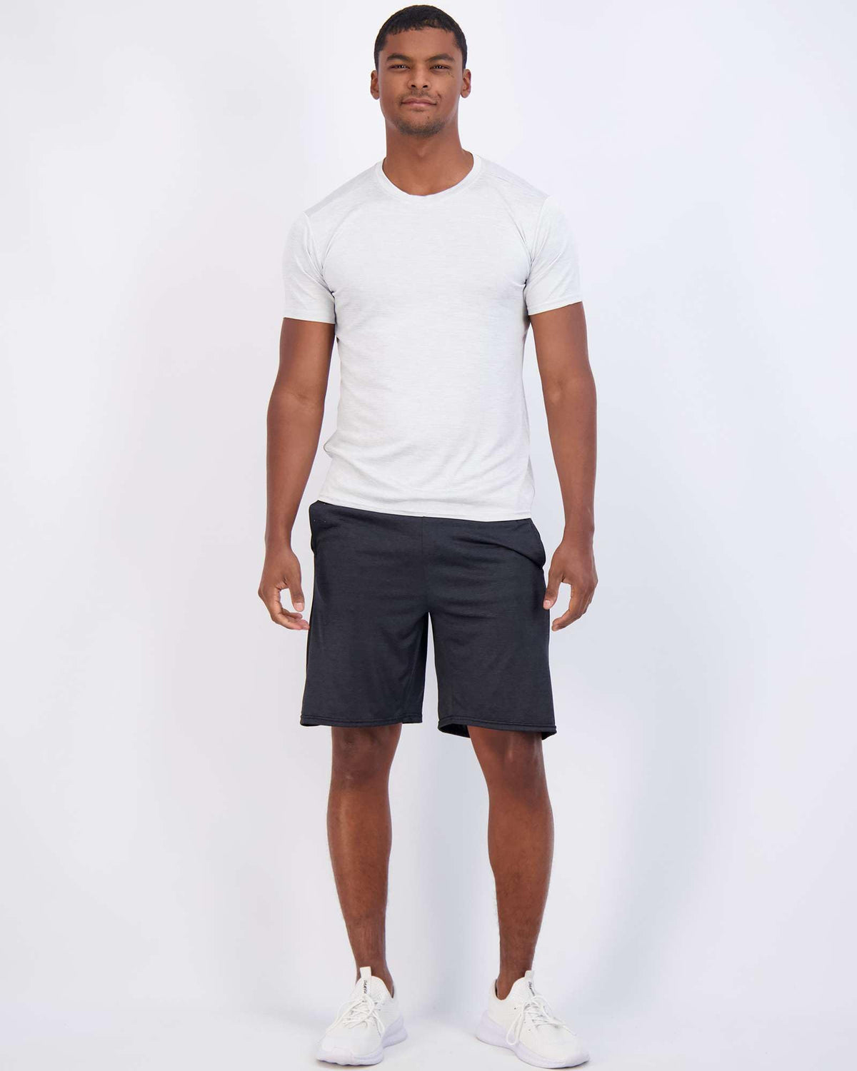 Real Essentials 5 Pack: Men's Dry-Fit Short Sleeve Crew Neck T Shirts Fitness Running Gym Workout Cool Exercise Athletic Tee, Set 19, Medium