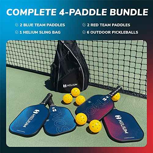 Helium Pro Carbon Fiber Pickleball Paddles - USAPA Certified - High-Spin Texture, Lightweight Honeycomb Core