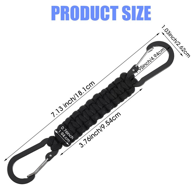 4 Pcs Paracord Keychain with Carabiner Clips, Heavy Duty Small Carabiner Keychain Clip with Strap for Outdoor Hiking, Camping, Fishing, Key Organization
