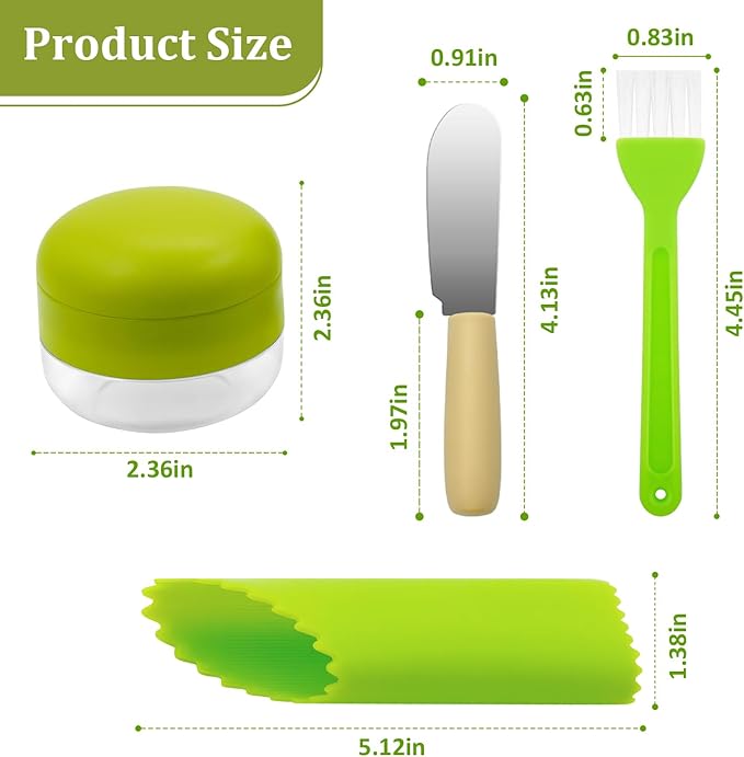2 Pcs Garlic Press Stainless Steel, Mini Garlic Chopper with Peeler, Cleaning Brush & Scrapers