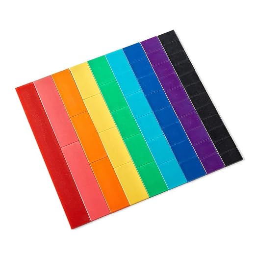 hand2mind Plastic Rainbow Blank Fraction Tiles, Montessori Math Materials for Kids to Learn Fraction Equivalence Math Manipulatives 4th Grade Fraction, Homeschool Supplies (Set of 51)