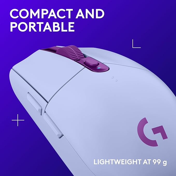 Logitech G305 Lightspeed Wireless Gaming Mouse, Hero Sensor, 12,000 DPI, Lightweight, 6 Programmable Buttons, 250h Battery, On-Board Memory, Compatible with PC, Mac - Lilac