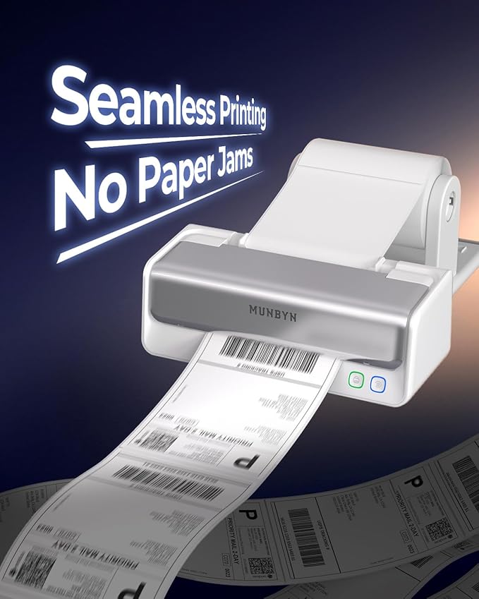MUNBYN RW405B Thermal Label Printer+4"x6" Direct Thermal Labels